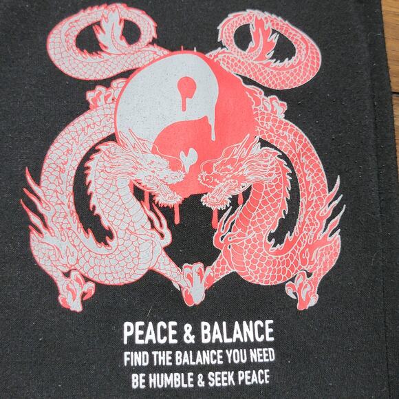 Brooklyn Clothing Black Unisex Sweatpants "Peace & Balance" - Size Large - Picture 2 of 5